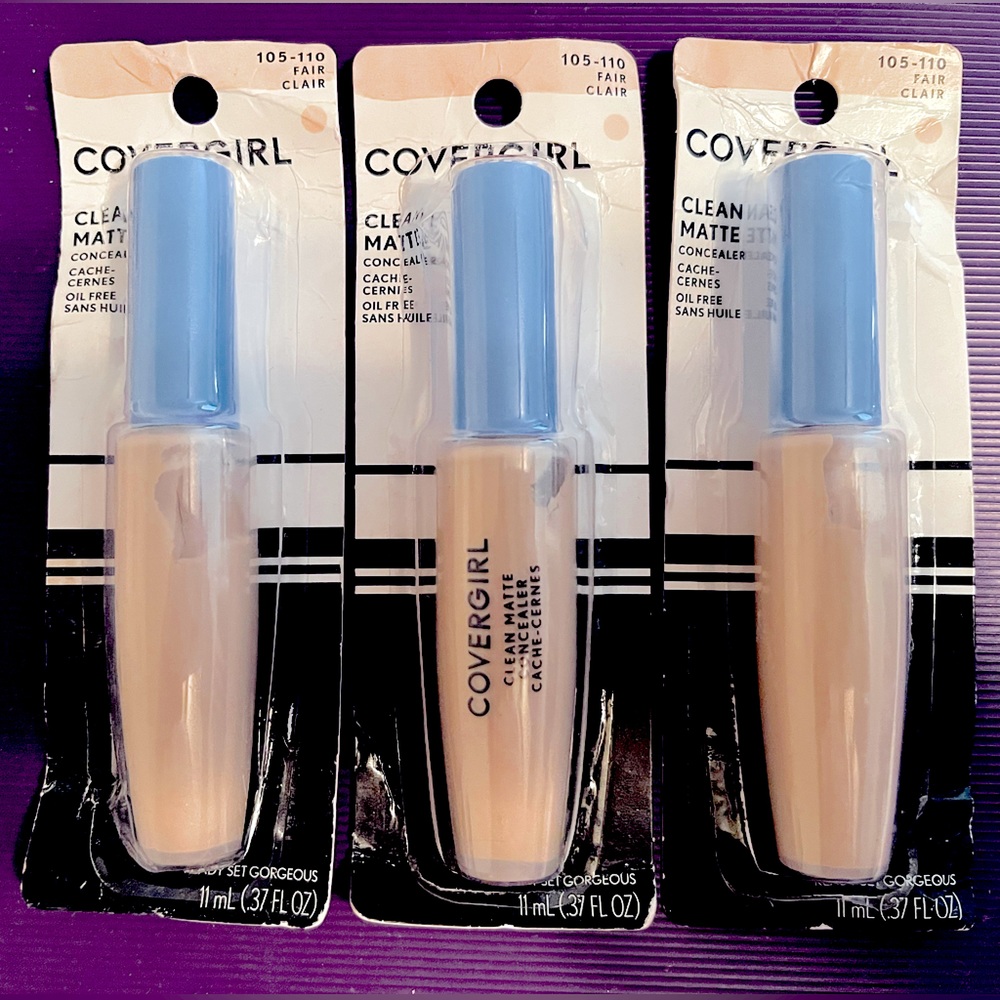 NIB 💜 (SET of 3)  ✅ COVER GIRL ⭐️ CLEAN MATTE CONCEALERS ✅ FAIR CLAIR 105-110
